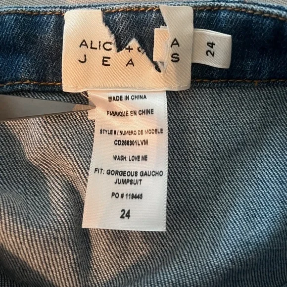 Alice + Olivia Size 24 Gorgeous Gaucho Love Me Denim Cropped Wide Leg Jumpsuit - Picture 8 of 10